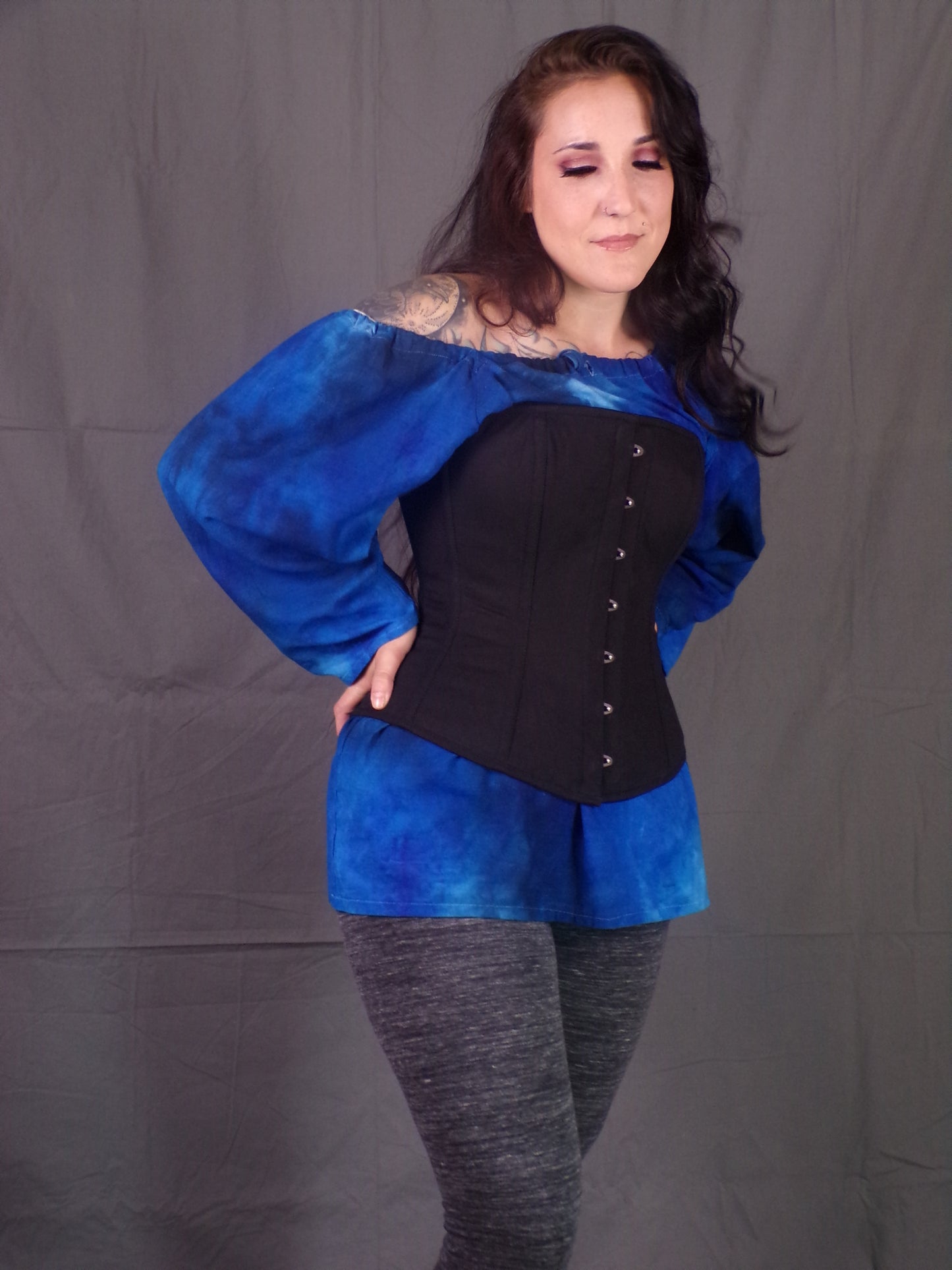 Edwardian Corset- Black Satin