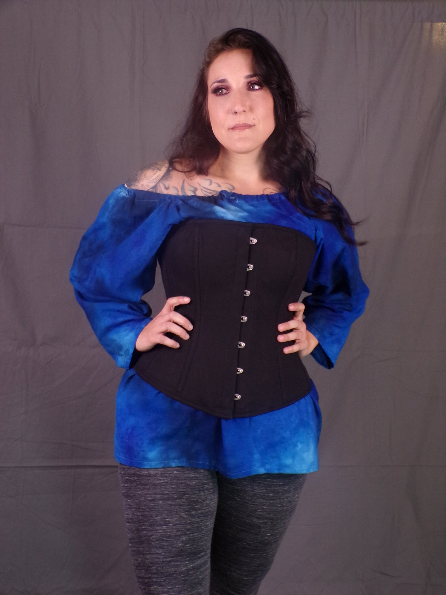 Edwardian Corset- Black Satin
