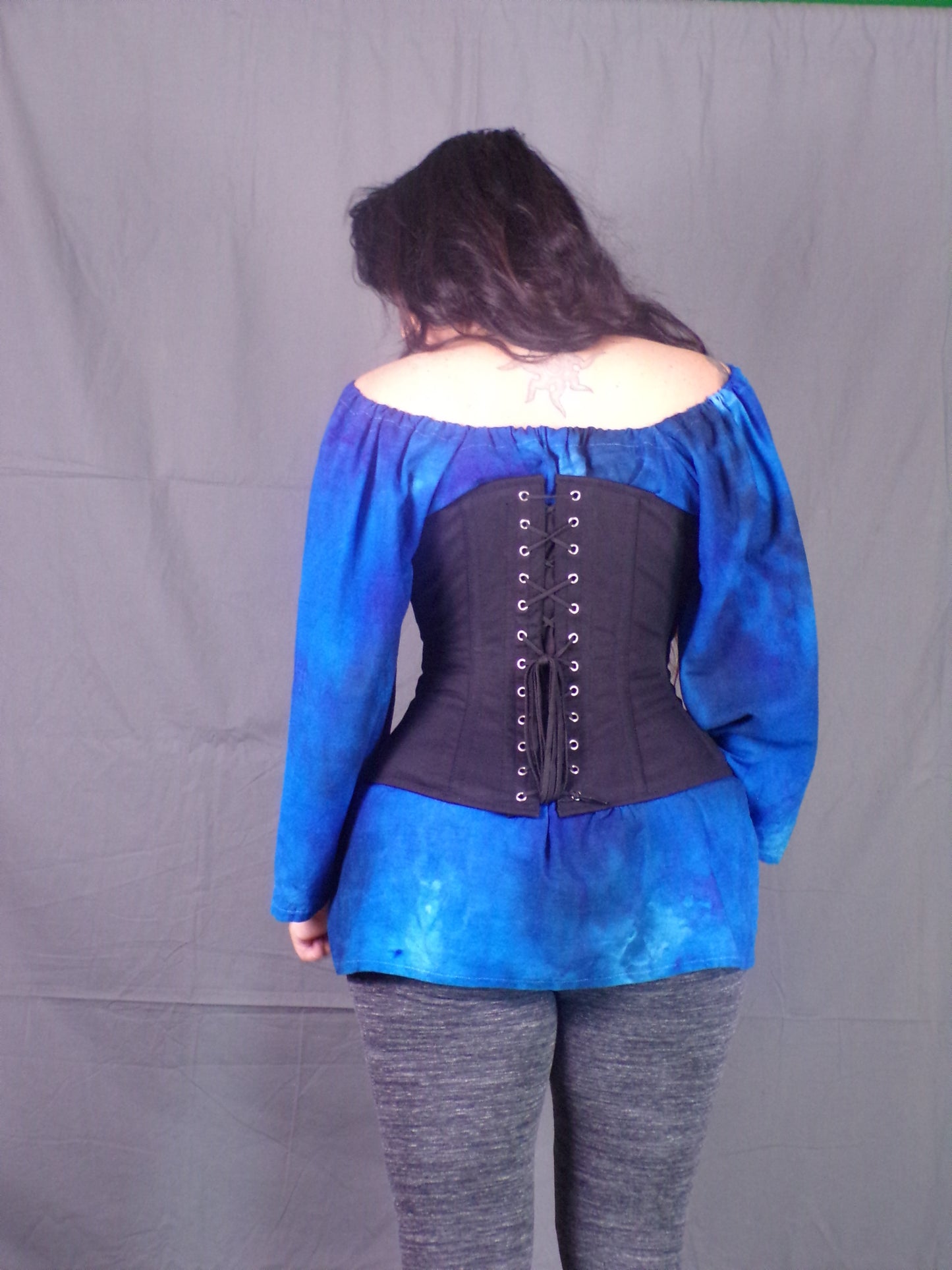 Edwardian Corset- Black Satin