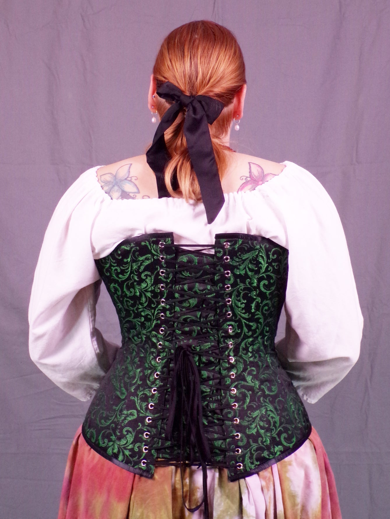Sweetheart Corset- Green Brocade