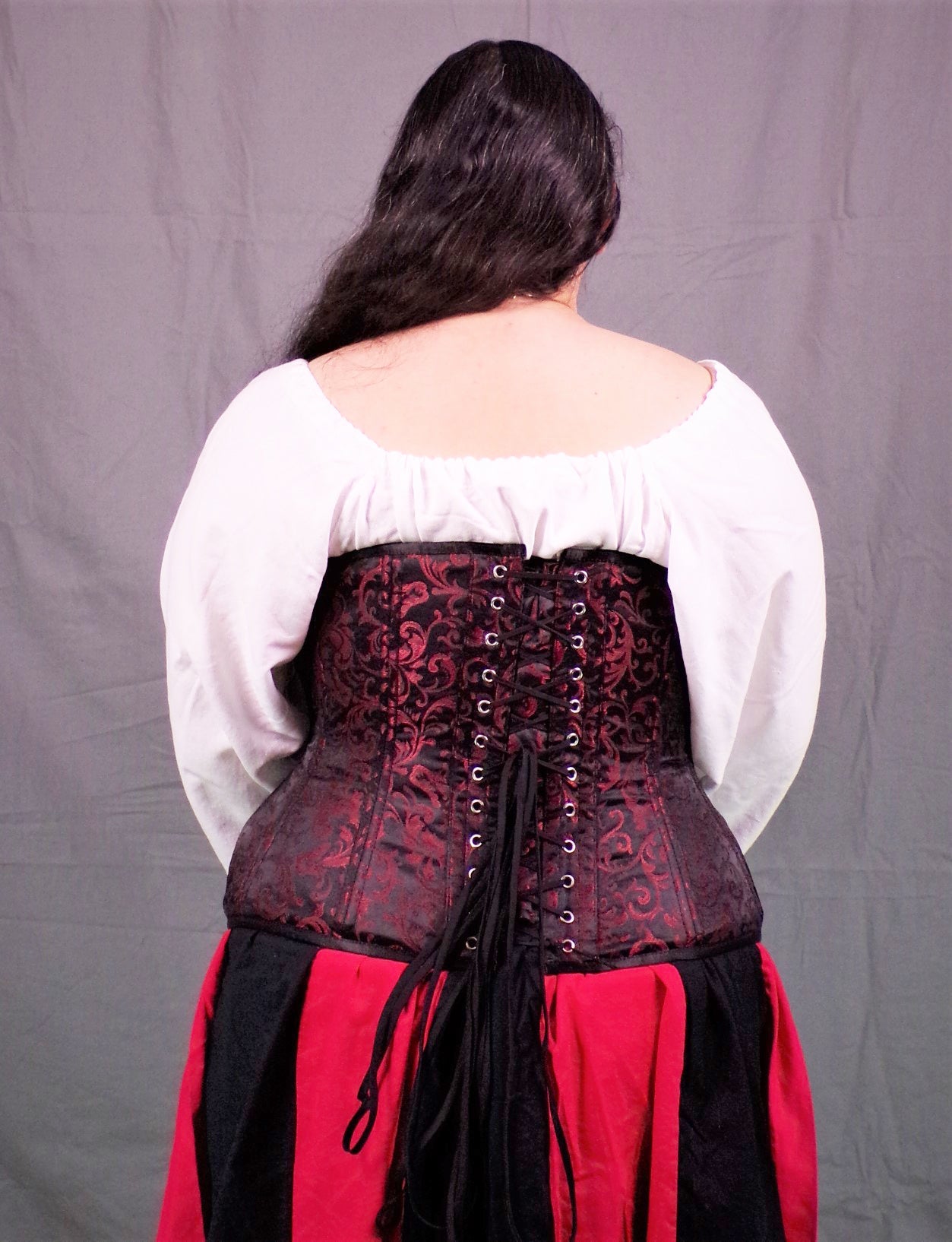 Underbust Corset- Red Brocade