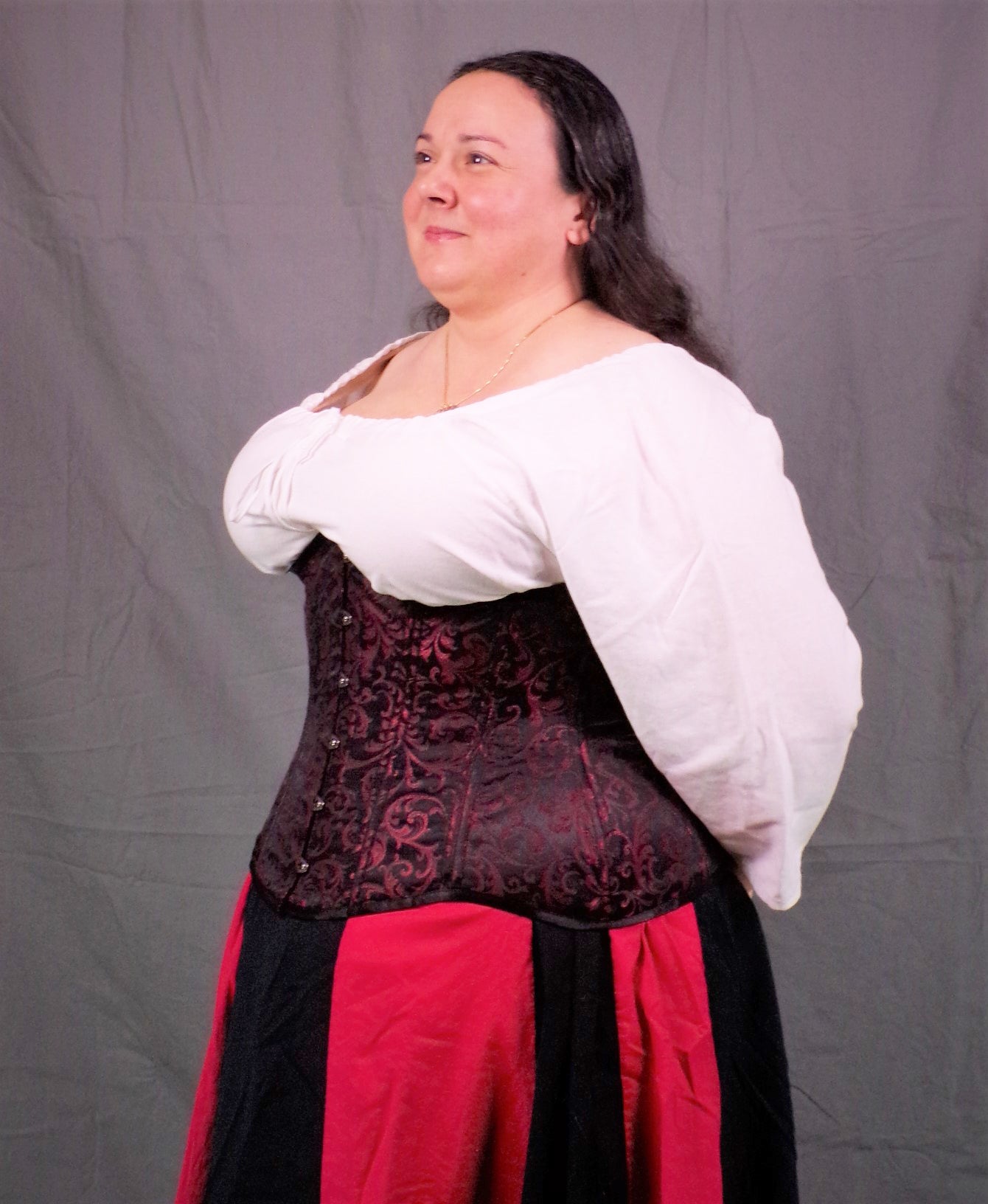 Underbust Corset- Red Brocade