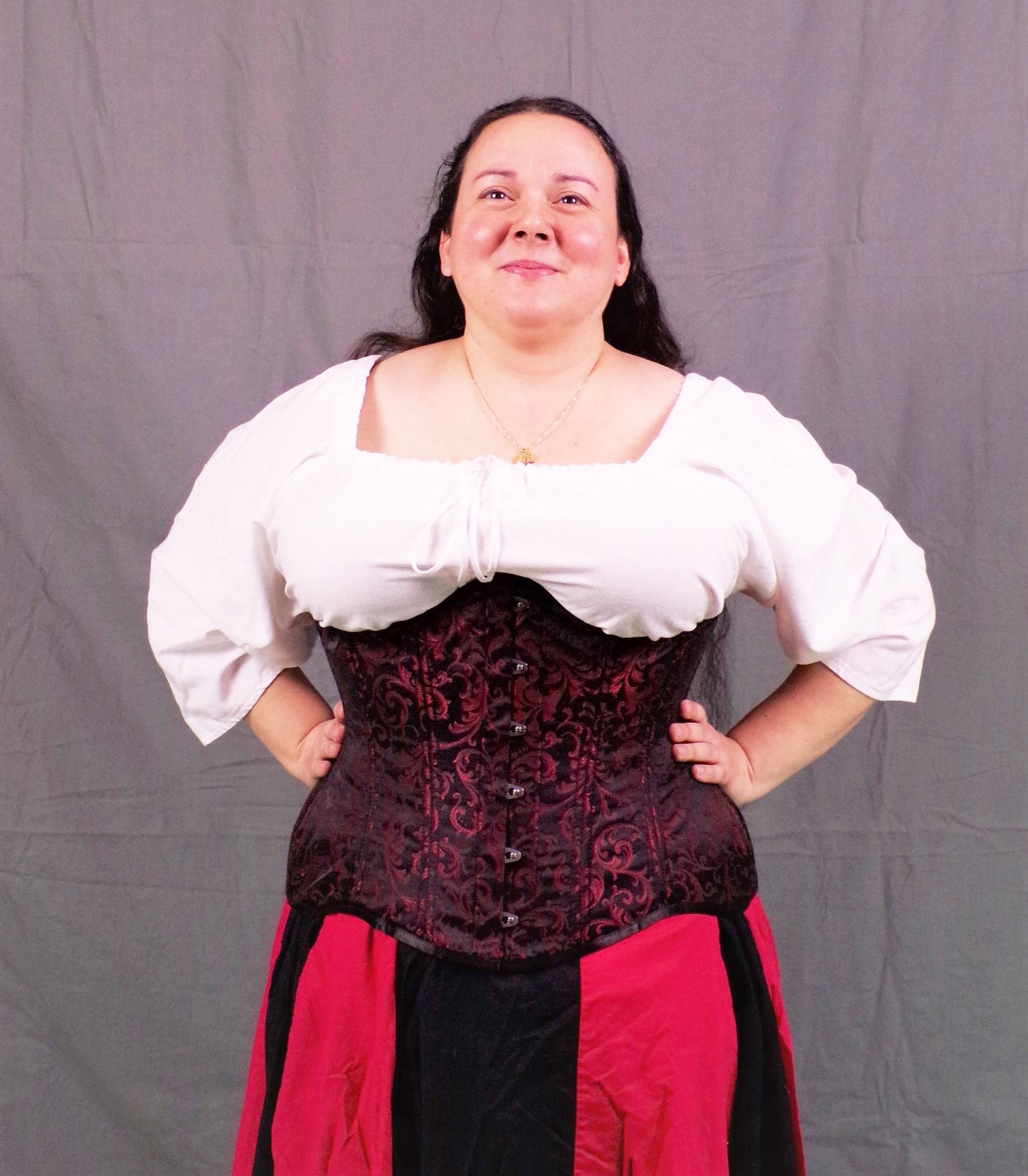 Underbust Corset- Red Brocade