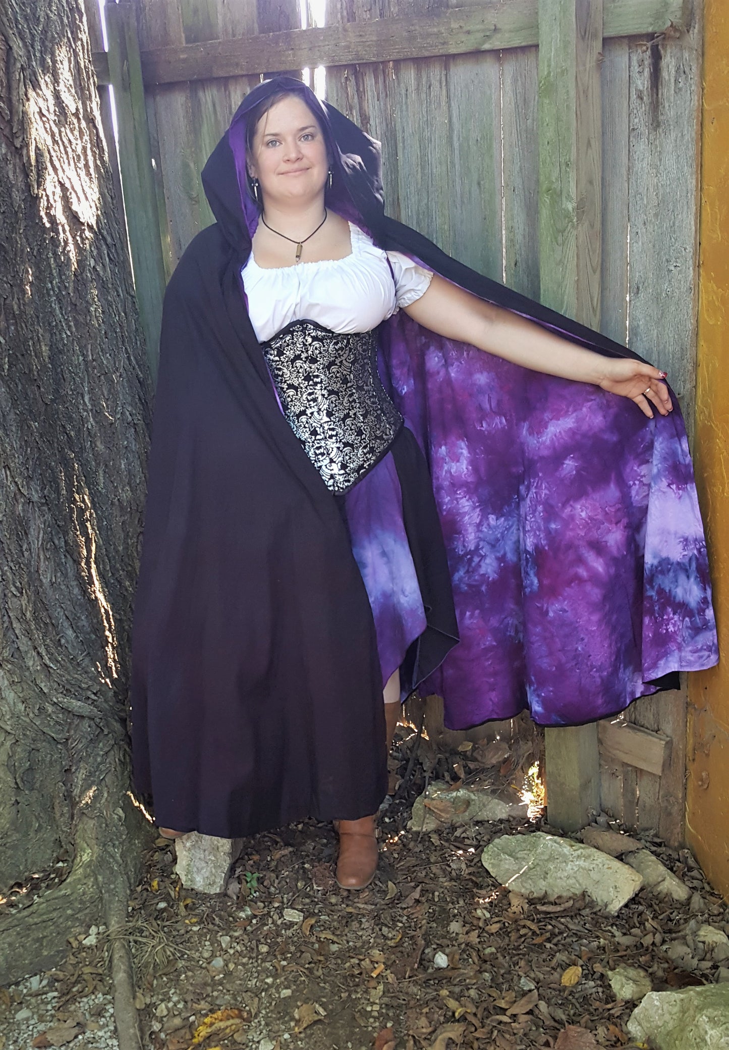 Reversible Cotton Cloak- Black Amethyst