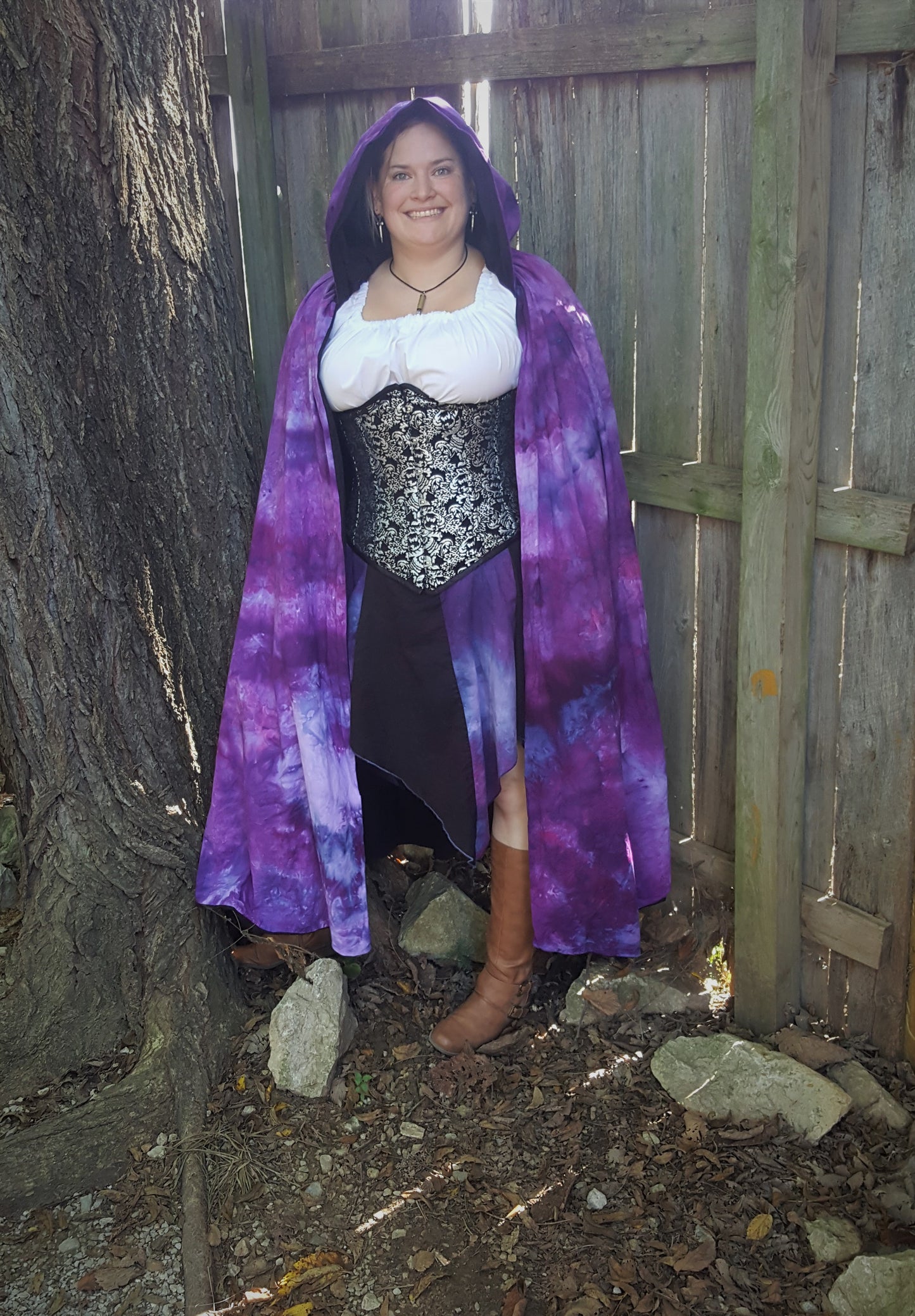 Reversible Cotton Cloak- Black Amethyst