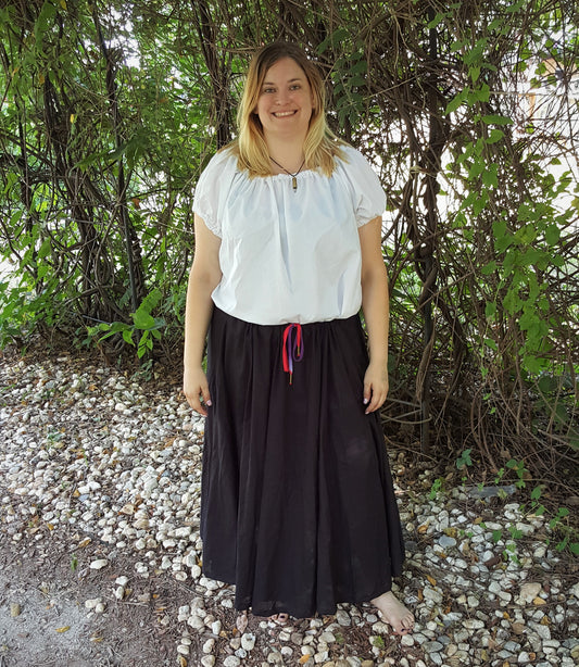 Long Skirt Linen- Black