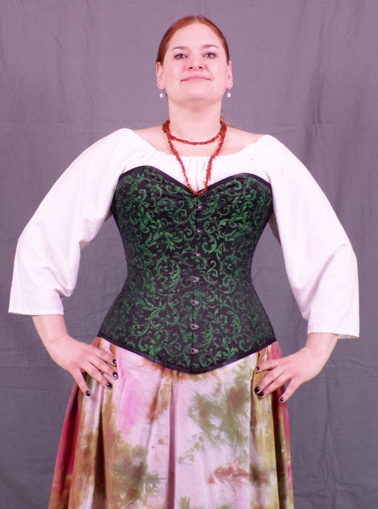 Sweetheart Corsets- Green Brocade