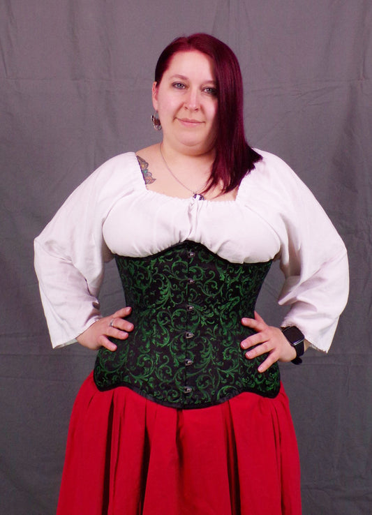 Underbust Corsets- Green Brocade