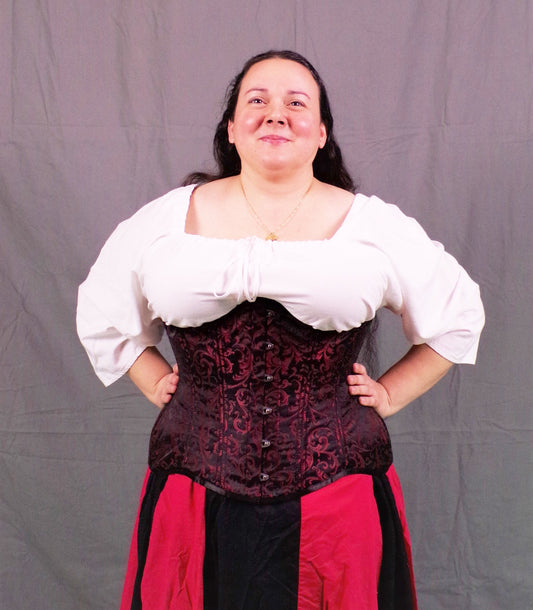 Underbust Corsets- Red Brocade